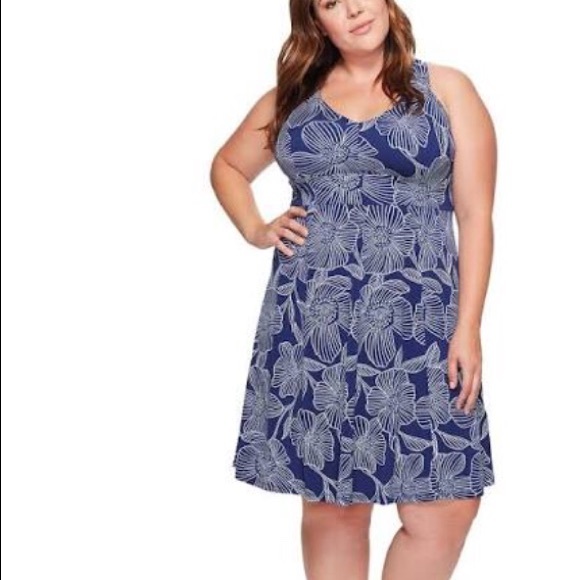 Adrianna Papell Dresses & Skirts - Adrianna Papell Blue Floral Fit & Flare  2X, 3X